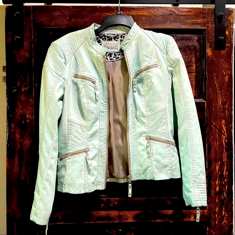 Candai luxury leather jacket purchased in Germany. Mint (light) green - US med